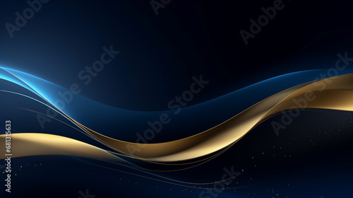 Abstract dark blue and gold color wave background. Dynamic flying shapes composition Modern Business wave Background.