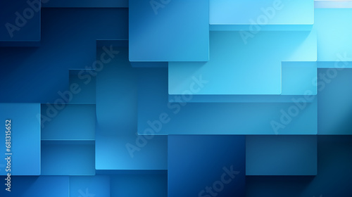 Blue and grey glossy squares abstract tech banner design. Modern abstract blue background design with layers of transparent material in square shapes in random geometric patterns. photo