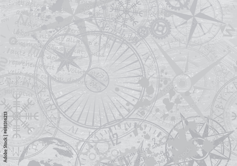 Fototapeta premium Grunge grey abstract compass background
