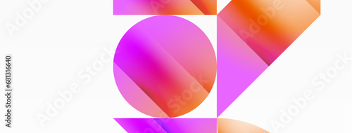 Serene gradient template. Circles and triangles mingle in minimalist perfection. Gentle fusion of forms and hues creates balanced yet captivating backdrop, embodying modern sophistication