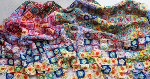 handmade blanket make from crochet for warm in wintertime photo