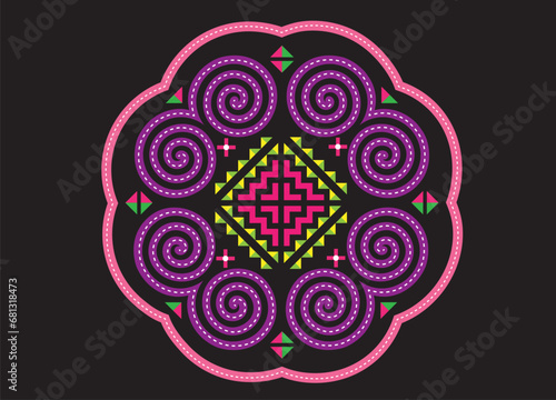 Hmong ethnic pattern.Indigenous embroidery designs.