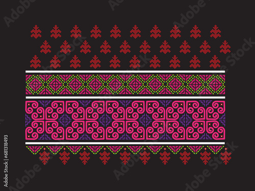 Hmong ethnic pattern.Indigenous embroidery designs.