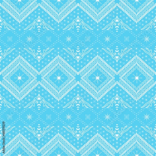 ikat floral paisley embroidery ethnic traiditional pattern desing for decorative home carpet blue ikat fabric blue and white seamless pattern background photo