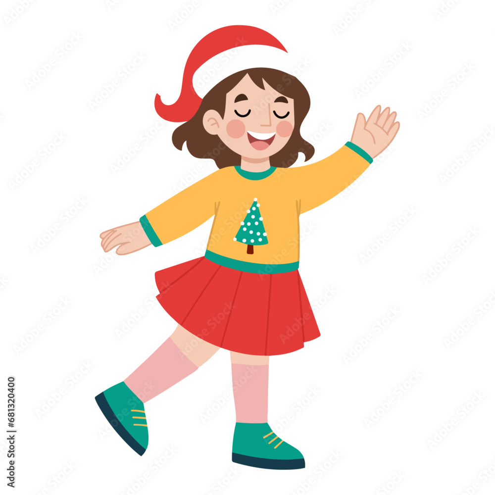 Christmas Day Child Flat Design Vector Christmas Day Child Flat Design Vector