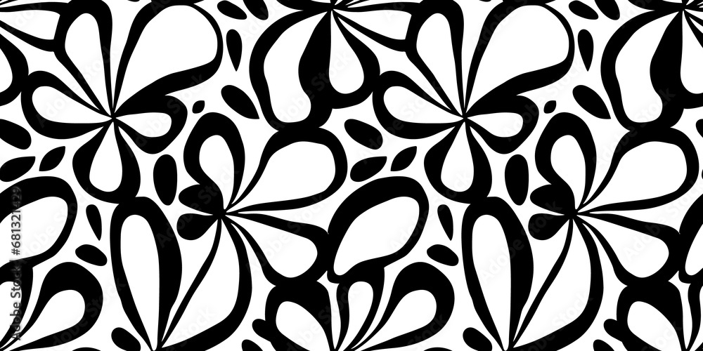 Abstract black and white flower art seamless pattern. Trendy contemporary floral nature shape background illustration. Natural organic plant leaves artwork wallpaper print. Vintage spring texture.
Abstract black and white flower art seamless pattern. Trendy contemporary floral nature shape background illustration. Natural organic plant leaves artwork wallpaper print. Vintage spring texture.