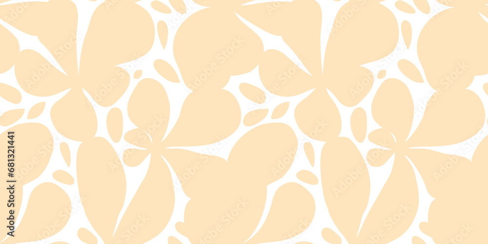 Fototapeta premium Abstract flower art shape seamless pattern. Trendy contemporary floral cutout background illustration. Natural organic plant leaves artwork wallpaper print. Vintage botanical spring texture. 