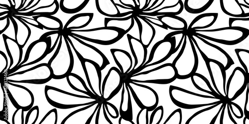 Abstract flower art shape seamless pattern. Trendy contemporary floral cutout background illustration. Natural organic plant leaves artwork wallpaper print. Vintage botanical spring texture.	