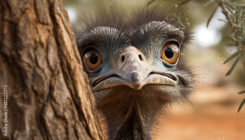 Animal head staring, close up portrait of bird of prey generated by AI