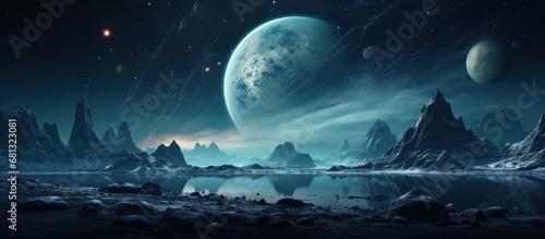 Extraterrestrial Landscape with Giant Moons