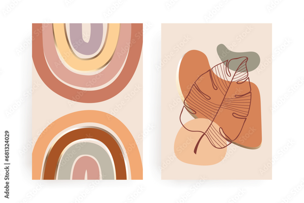 Obraz premium Boho abstract wall art collection