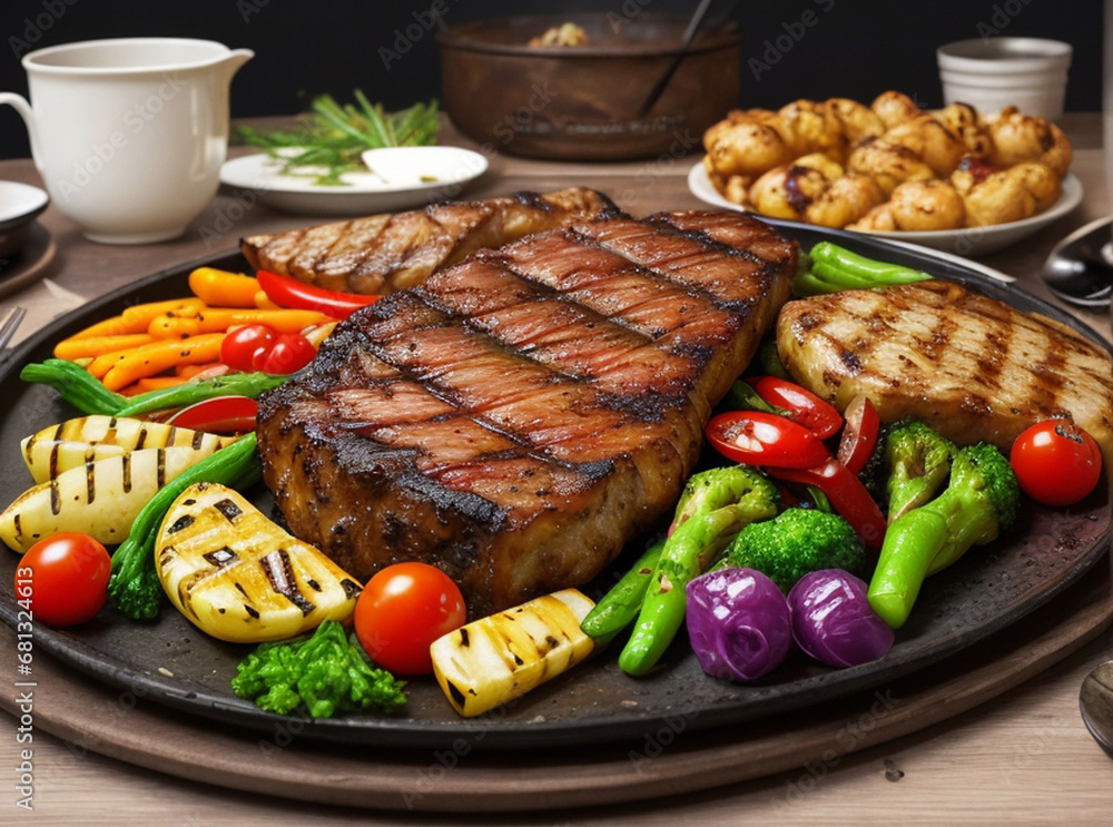 grilled meat with vegetables grilled meat with vegetables