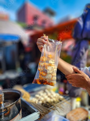 fried meatball, street food at wonosobo photo