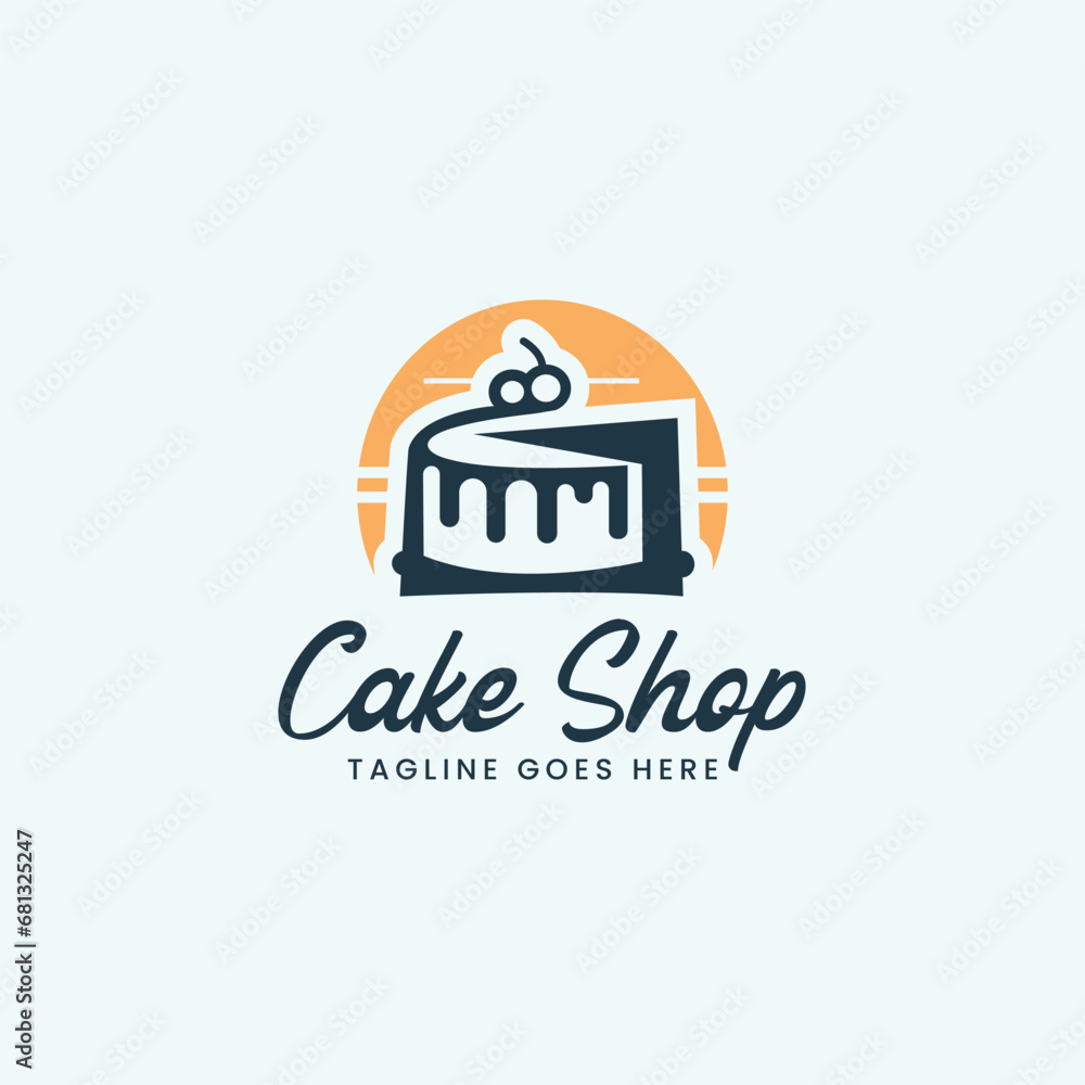 Happy Birthday Card Template, Birthday Cake icon logo