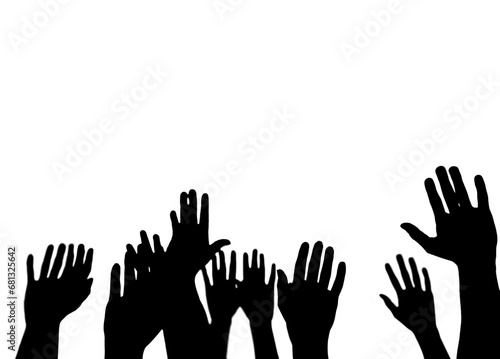 Digital png silhouette of open hands in air on transparent background