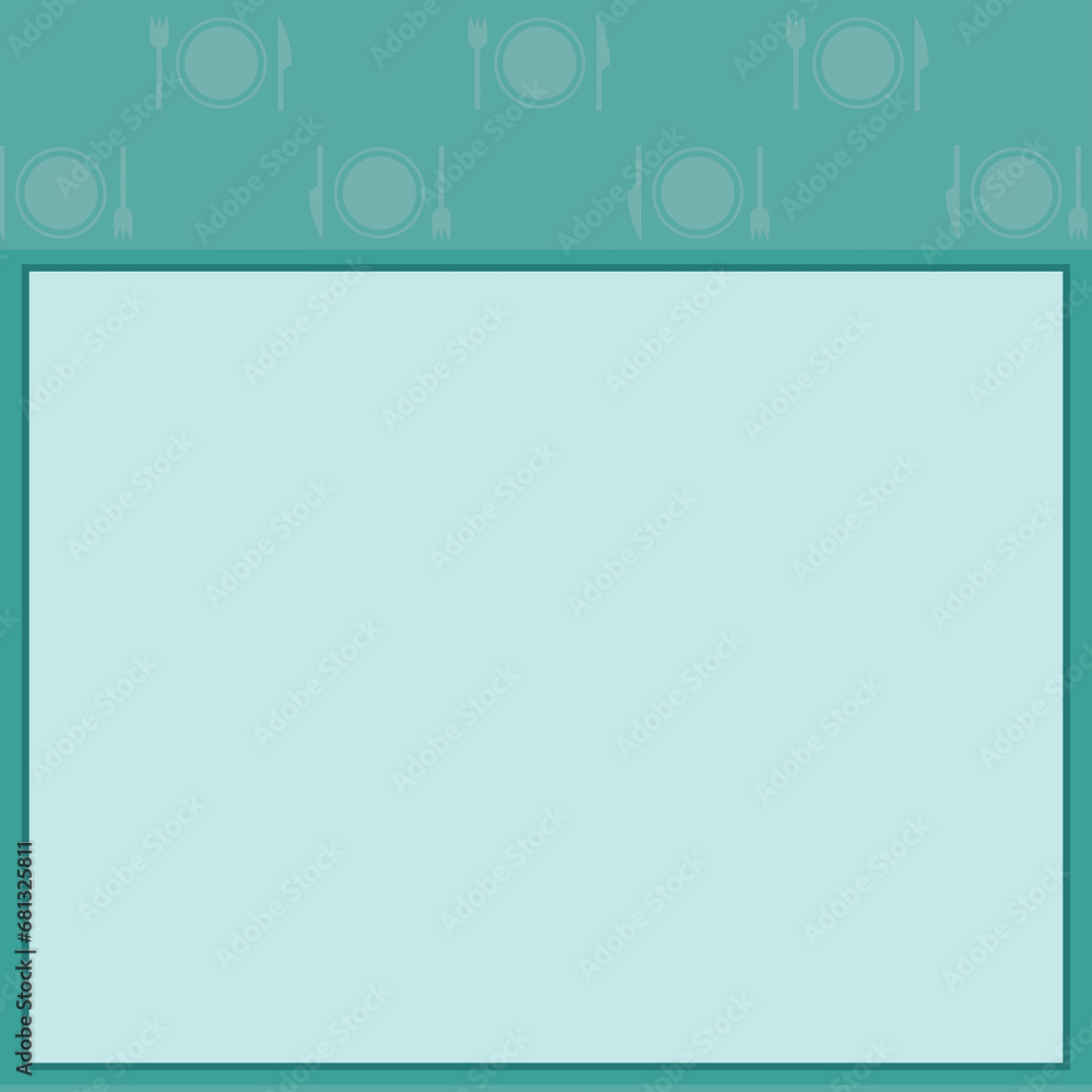 Digital png illustration of green square with dining set rows, copy space on transparent background Digital png illustration of green square with dining set rows, copy space on transparent background