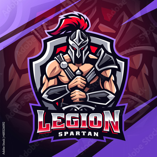Legion spartan esport mascot logo design