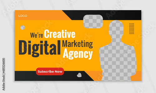 Digital business youtube thumbnail and web banner template