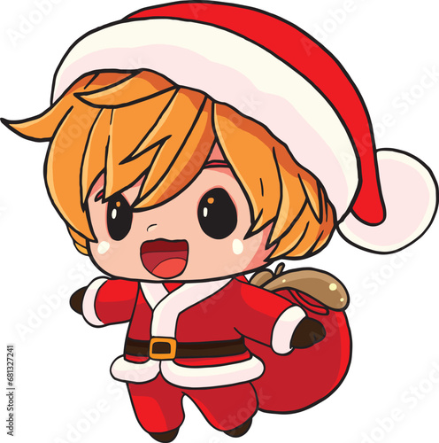santa claus cartoon. It’s feeling a lot like Christmas. manga style.