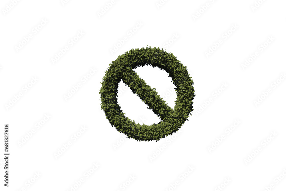 Fototapeta premium Digital png illustration of negation symbol with grass on transparent background