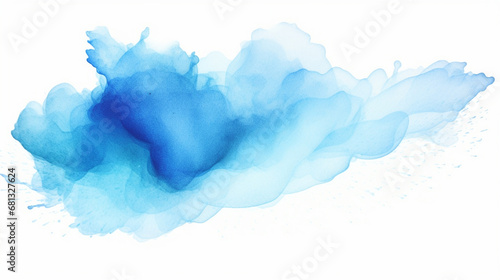 Blue watercolor splash on a white background, Generative AI