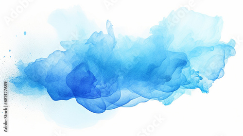 Blue watercolor splash on a white background, Generative AI © Kafi