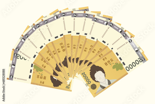 Hand drawn korean money vector illustration