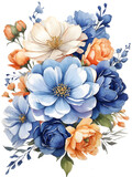 Watercolor illustration of  beautiful colorful flowers bouquet. Creative graphics design.