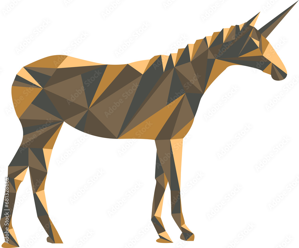 Obraz premium Digital png illustration of yellow and brown unicorn on transparent background