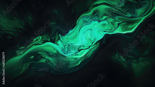 Abstract background with fluid colors in green and black neon, green Waves Abstract background, textured, green marbles, Ink Liquid Modern Abstract Backdrop.