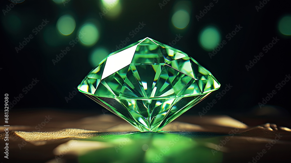 light green Diamond jewel on dark blue background. Beautiful light green gemstone sapphire on a dark background light green Diamond jewel on dark blue background. Beautiful light green gemstone sapphire on a dark background
