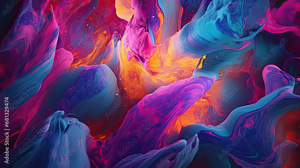 Obraz premium colorful neon liquid background, Mars Nuances Waves Abstract background, textured, red marbles, Ink Liquid Modern Abstract Backdrop