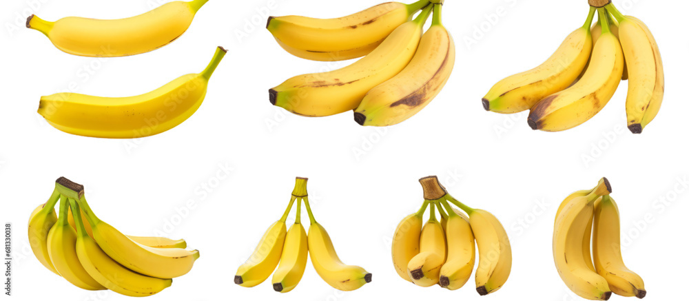 A Colorful Display of Ripe Bananas Waiting to Be Enjoyed . Transparent background cutout. PNG file