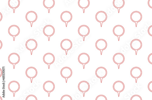 Digital png illustration of red pattern of repeated destination pins on transparent background