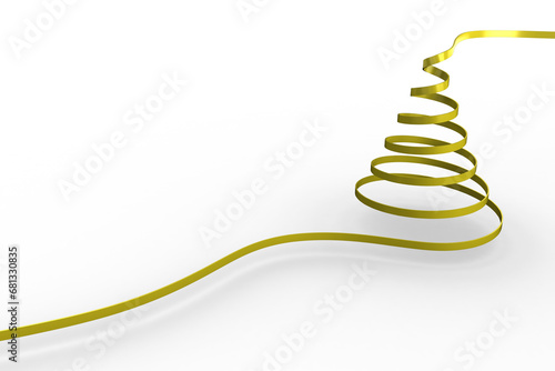 Digital png illustration of yellow ribbon in shape of christmas tree on transparent background