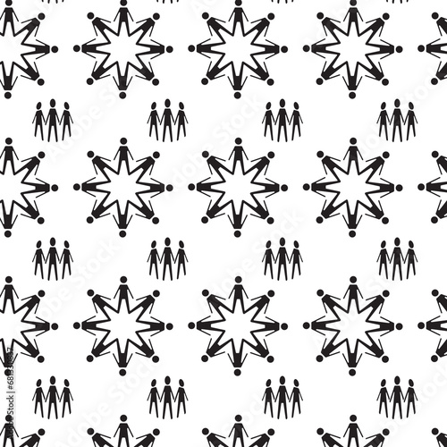 Digital png illustration of black pattern of repeated people on transparent background © vectorfusionart