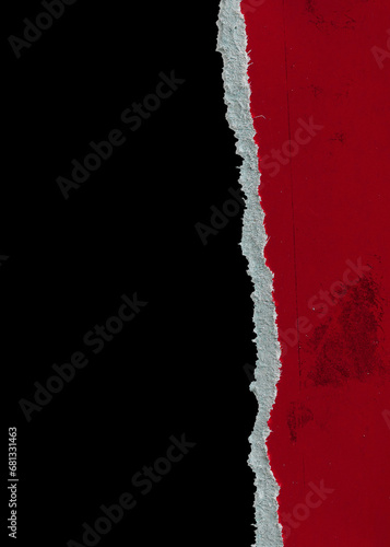 Red torn or ripped paper sheet. Scrapbook edge, notebook tear or blank page split vector illustration. Abstract realistic ornament or decoration clip art for social media banner background.