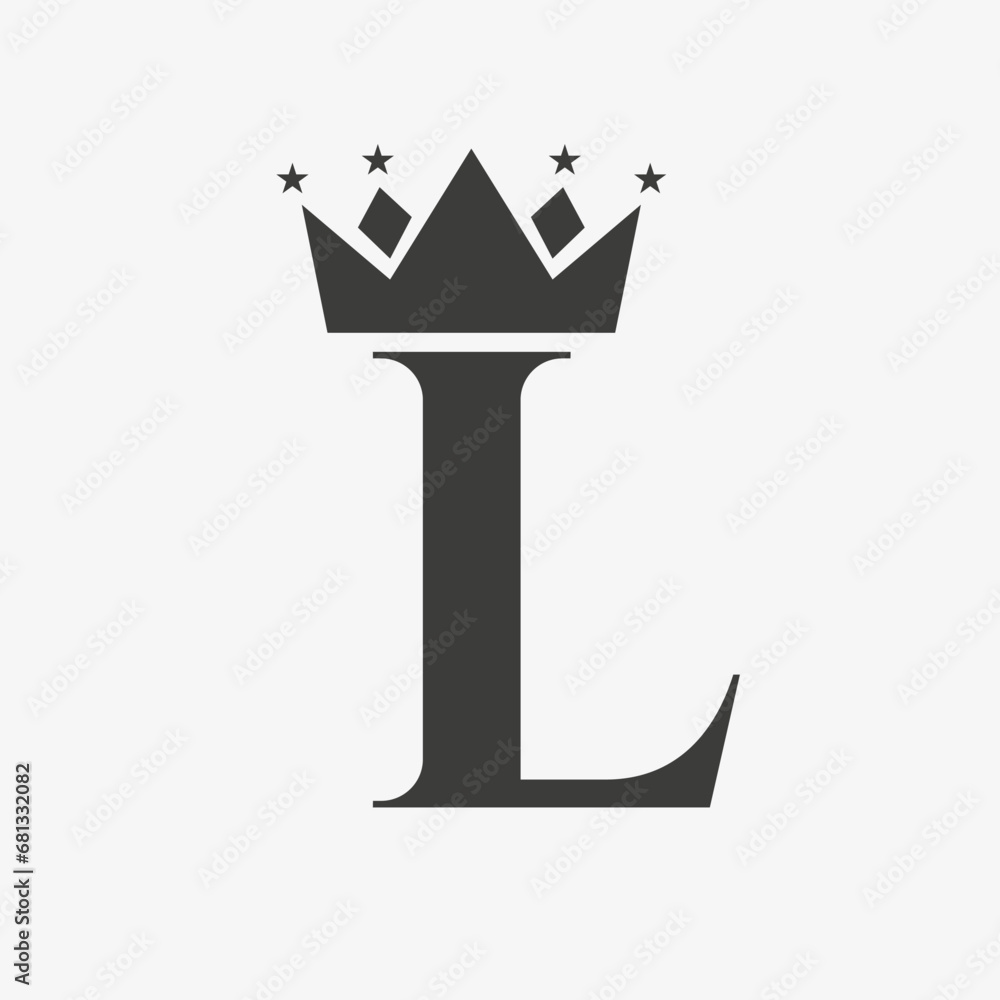 Crown Logo On Letter L with Star Icon. Crown Symbol Template Crown Logo On Letter L with Star Icon. Crown Symbol Template