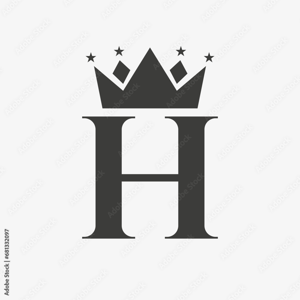 Crown Logo On Letter H with Star Icon. Crown Symbol Template Crown Logo On Letter H with Star Icon. Crown Symbol Template