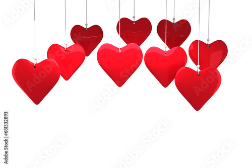 Digital png illustration of red hearts on transparent background