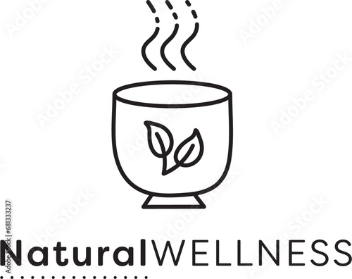 Digital png illustration of cup of tea with natural wellness text on transparent background