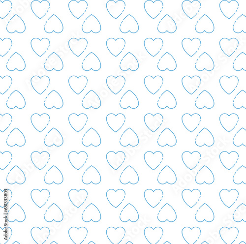 Digital png illustration of blue pattern of repeated hearts on transparent background