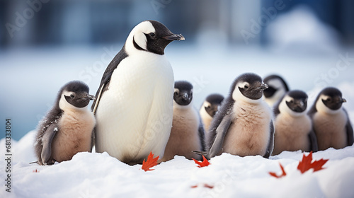 penguin on the rocks HD 8K wallpaper Stock Photographic Image 