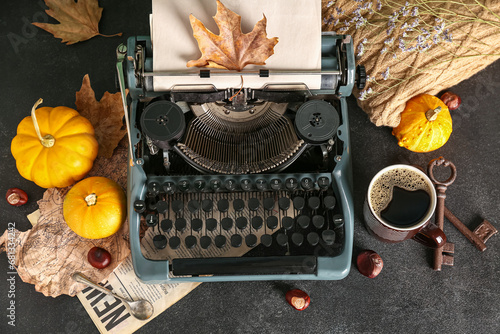 Vintage typewriter, pumpkin...