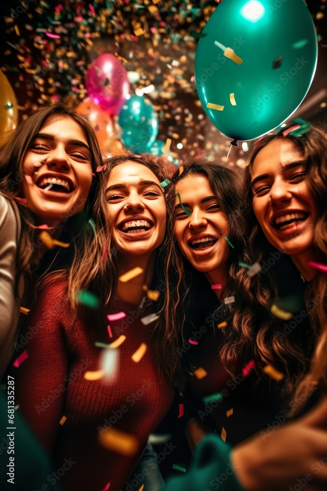 Group of friend having fun enjoying and celebrating happy new year party together Group of friend having fun enjoying and celebrating happy new year party together