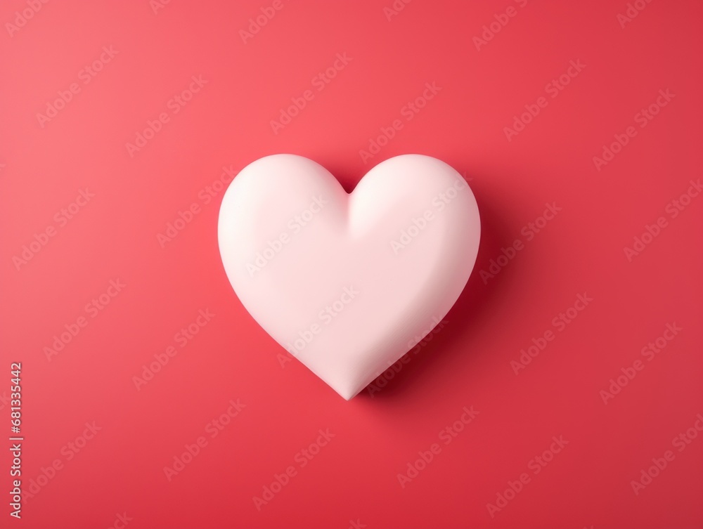 pink heart made of on contrast pink background. Valentine's Day concept. 3D style imitation.