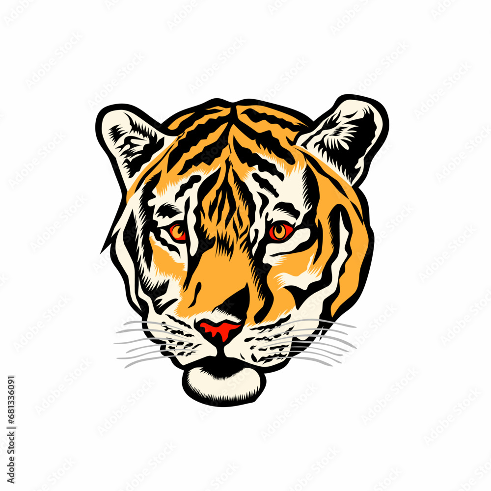 Tiger head illustration design vector