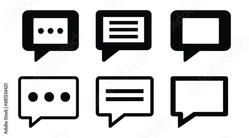 Set of speak bubble text, chatting box, message box design, flat vector isolated on white background