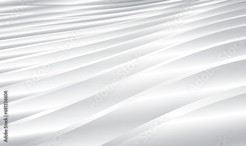 Abstract background with futuristic curvy landscape. Architectural abstraction. White background with silver chrome lines, modern stripes background. Minimal for banner or cover design. Vector EPS10.