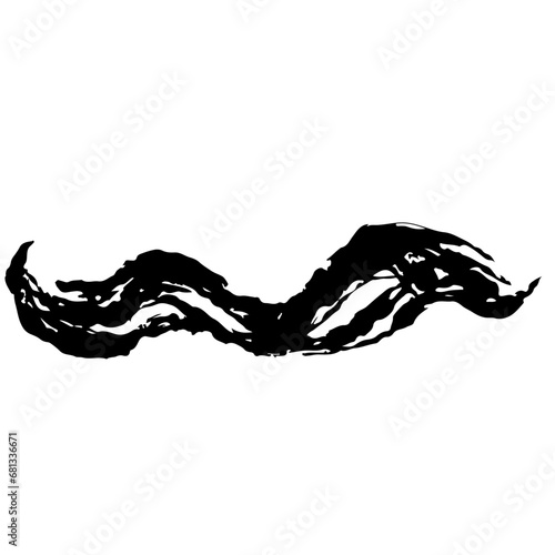 シンプルな波の墨絵のイラスト素材　ベクター